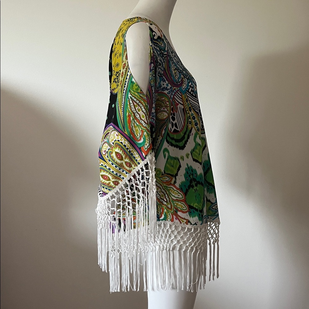 Chicos Colorful Paisley Fringe Top - Picture 8 of 15
